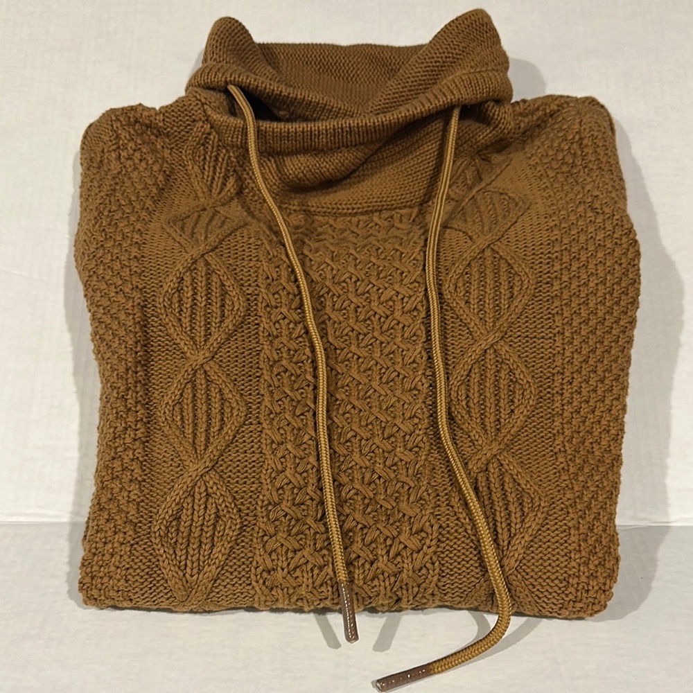 Cozy Brown Knit Cowl Neck Sweater